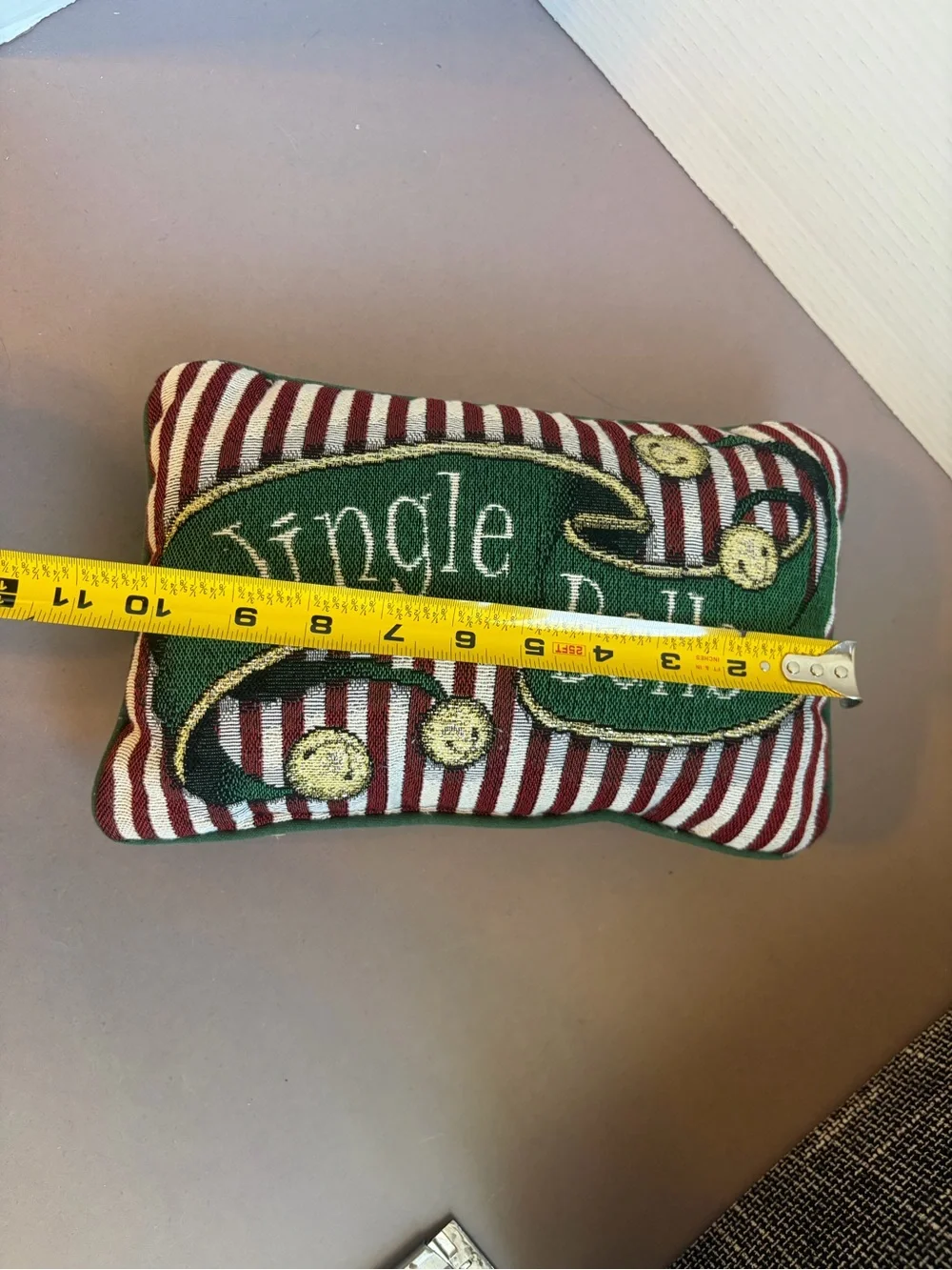 Festive 'Jingle Bells' Decorative Pillow - Red & Green